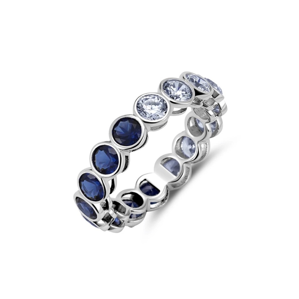 Crislu Large Sapphire & Cubic Eternity Band